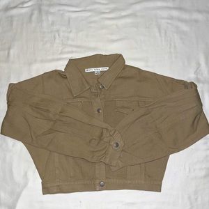Tan Cropped Denim Jacket